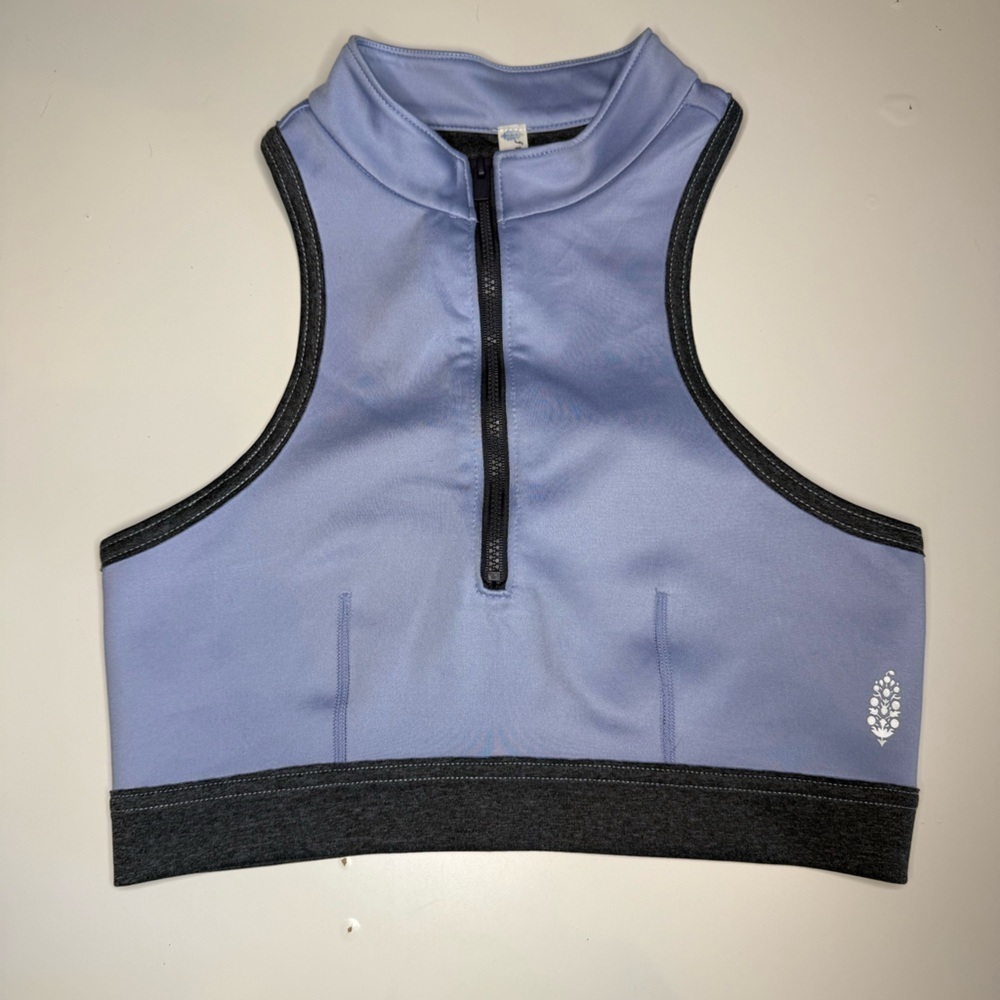 FP Movement by Free People Lavender and Charcoal Sports Bra Zip Front Size Small